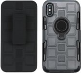 Voor iPhone XS Max 3 in 1 Cube PC + TPU beschermhoes met 360 graden draaien zwarte ringhouder (grijs)