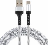 2A USB naar USB-C / Type-C tweekleurige gevlochten datakabel, kabellengte: 1 m (grijs)