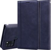 Voor Samsung Galaxy A21s Frosted Business Magnetische Horizontale Flip PU lederen tas met houder & kaartsleuf & lanyard (zwart)