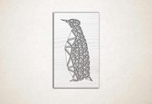 Line Art - Pinguin vierkant - XS - 30x18cm - EssenhoutWit - geometrische wanddecoratie