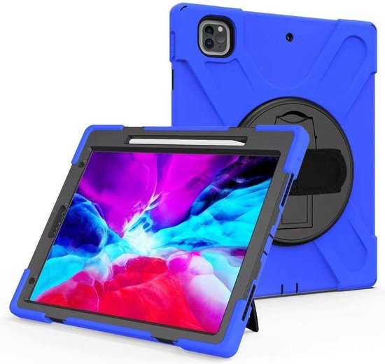 Tablet hoes geschikt voor iPad Pro 12.9 (2018/2020) - Hand Strap Armor Case - Blauw