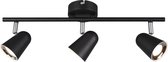 LED Plafondspot - Iona Toluno - 9W - Warm Wit 3000K - 3-lichts - Rechthoek - Mat Zwart - Kunststof