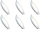 LED Downlight Slim 6 Pack - Inbouw Rond 3W - Natuurlijk Wit 4200K - Mat Wit Aluminium - Ø90mm