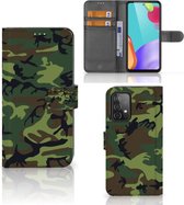 Portefeuille Samsung Galaxy A52 | A52S | A52 5G Enterprise Editie Housse avec Fermeture magnétique Camouflage Foncé