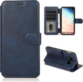 Voor Samsung Galaxy S10e Kalf Textuur Magnetische Gesp Horizontale Flip Leren Case met Houder & Kaartsleuven & Portemonnee & Fotolijst (Blauw)