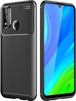 Voor Huawei P smart 2020 Carbon Fiber Texture Shockproof TPU Case (Zwart)