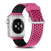 Voor Apple Watch Series 5 & 4 40 mm / 3 & 2 & 1 38 mm Tweekleurige honingraat ademende siliconen sportband (roze zwart)