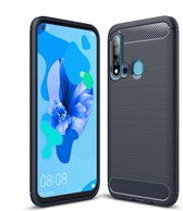 Brushed Texture Carbon Fiber TPU Case voor Huawei Nova5i / P20 Lite 2019 (Navy Blue)