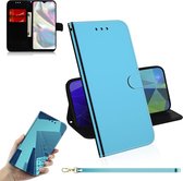 Voor Galaxy A70e Lmitated Mirror Surface Horizontal Flip Leather Case met houder & kaartsleuven & Wallet & Lanyard (blauw)