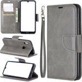 Retro lamsvacht textuur pure kleur horizontale flip pu lederen case voor voor Huawei Y6 2019 & Y6 Pro 2019, met houder & kaartsleuven & portemonnee & lanyard (grijs)