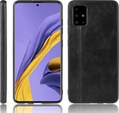 Voor Galaxy A71 5G schokbestendig naaien koe patroon huid PC + PU + TPU Case (zwart)