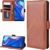 Wallet Stand lederen mobiele telefoonhoes voor Y9 PRIME 2019, met portemonnee en houder en kaartsleuven (bruin)