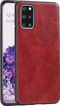 Voor Samsung Galaxy S20 + Crazy Horse getextureerd kalfsleer PU + pc + TPU-hoesje (rood)