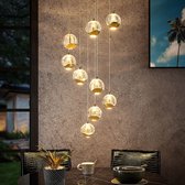 Lucande - hanglamp - 9 lichts - glas, metaal - helder, goud - Inclusief lichtbronnen