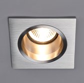 Lampenwelt - inbouwspot - 1licht - Aluminium - H: 6 cm - GU10 - geborsteld aluminium