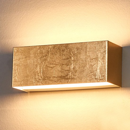Lindby - LED wandlamp - 1licht - metaal - H: 9 cm - goud - Inclusief lichtbron