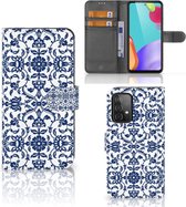 Telefoon Hoesje Samsung Galaxy A52 Book Case Flower Blue