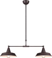 LED Hanglamp - Hangverlichting - Nitron Wolta - E27 Fitting - 2-lichts - Rond - Roestkleur - Aluminium