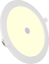 LED Downlight Slim - Igan - PIR Bewegingssensor 360° - Inbouw Rond 12W - Warm Wit 3000K - Mat Wit - Ø170mm