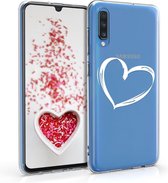 kwmobile telefoonhoesje voor Samsung Galaxy A70 - Hoesje voor smartphone in wit / transparant - Brushed Hart design