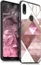 kwmobile telefoonhoesje voor Huawei Y6 (2019) - Hoesje voor smartphone in poederroze / roségoud / wit - Glory Driekhoeken design
