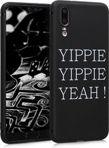 kwmobile telefoonhoesje compatibel met Huawei P20 - Hoesje voor smartphone in wit / zwart - Yippie Yippie Yeah design