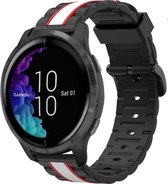 Siliconen Smartwatch bandje - Geschikt voor  Garmin Venu Special Edition band - zwart/wit - Horlogeband / Polsband / Armband