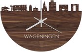 Skyline Klok Wageningen Notenhout - Ø 40 cm - Woondecoratie - Wand decoratie woonkamer - WoodWideCities