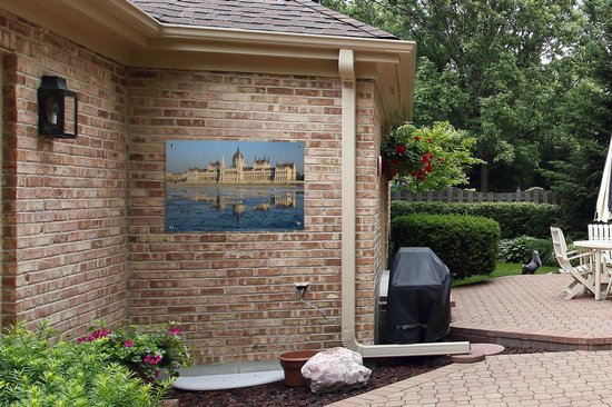 Posters de jardin à l'extérieur du bâtiment du parlement hongrois à Budapest européenne - 90x60 cm - Toile de jardin - Affiche extérieure