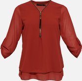 LOLALIZA Blouse met driekwartsmouw en rits - Roest - Maat 36