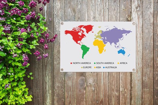 Carte du monde colorée avec une légende de jardin affiche 60x40 cm