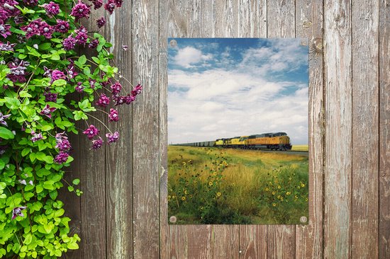 Train de marchandises à travers le champ dans le Dakota du Nord affiche de jardin toile en vrac 60x80 cm - toile de jardin / toile d'extérieur / Peintures pour l'extérieur (décoration de jardin)
