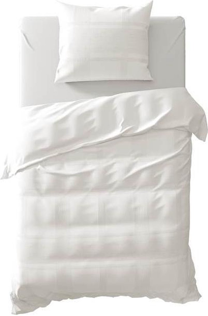 Yellow Sayama Dekbedovertrek - Eenpersoons - Perkal - 140x200-220 cm - Off-White