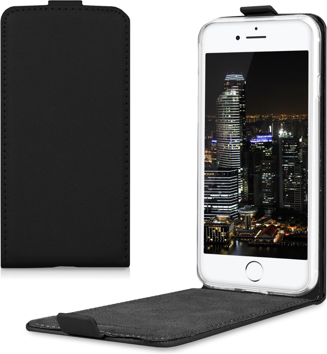 kwmobile hoesje geschikt voor Apple iPhone SE (2022) / iPhone SE (2020) / iPhone 8 / iPhone 7 - Flip cover met magnetische sluiting in zwart