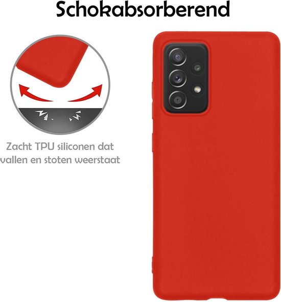 Coque Samsung A72 Avec 2 Protecteurs D'écran - Samsung Galaxy A72 - Siliconen Samsung A72 Avec 2 Protecteurs D'écran - Rouge