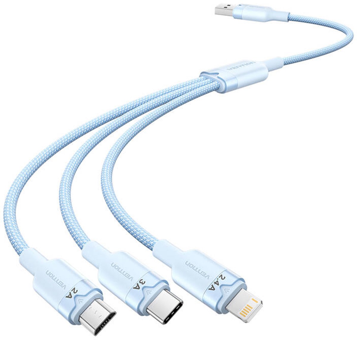 Vention Usb 2.0 A Naar 3In1 3A Kabel Voor Telefoons 1,5 M Met Snellaadfunctie