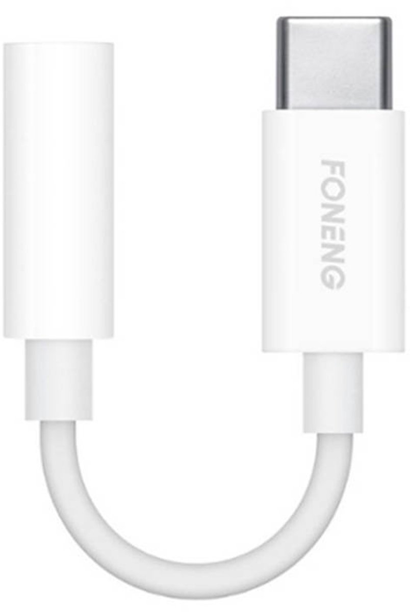 Foneng Audiokabel 3,5 Mm Jack Naar Usb Type C Voor Telefoons Tablets 1 M Wit