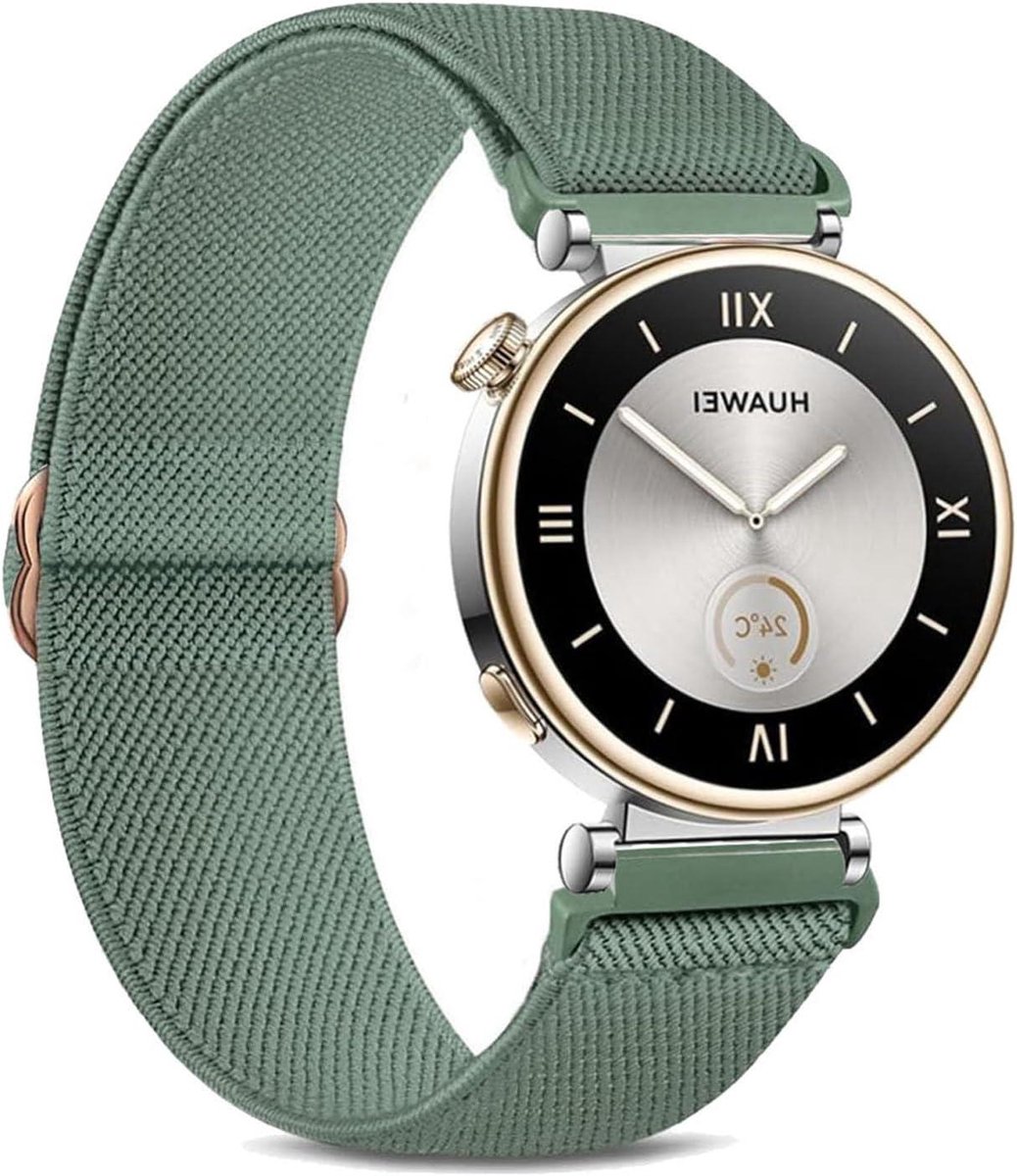 Allecto Premium - Elastisch Nylon Horlogebandje voor Huawei Watch GT 4 41 mm - Zwart - Comfortabele en Duurzame Vervangende Band - Heren en Dames - Lichtgewicht en Verstelbaar - Nylon Horlogeband 18 mm