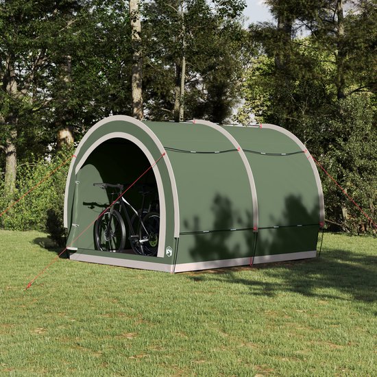 vidaXL - Fietstent - met - dak - met - opslag - met - luchtopening - Groen - 256 - x - 222 - x - 182 - cm van Vidaxl — afbeelding 4