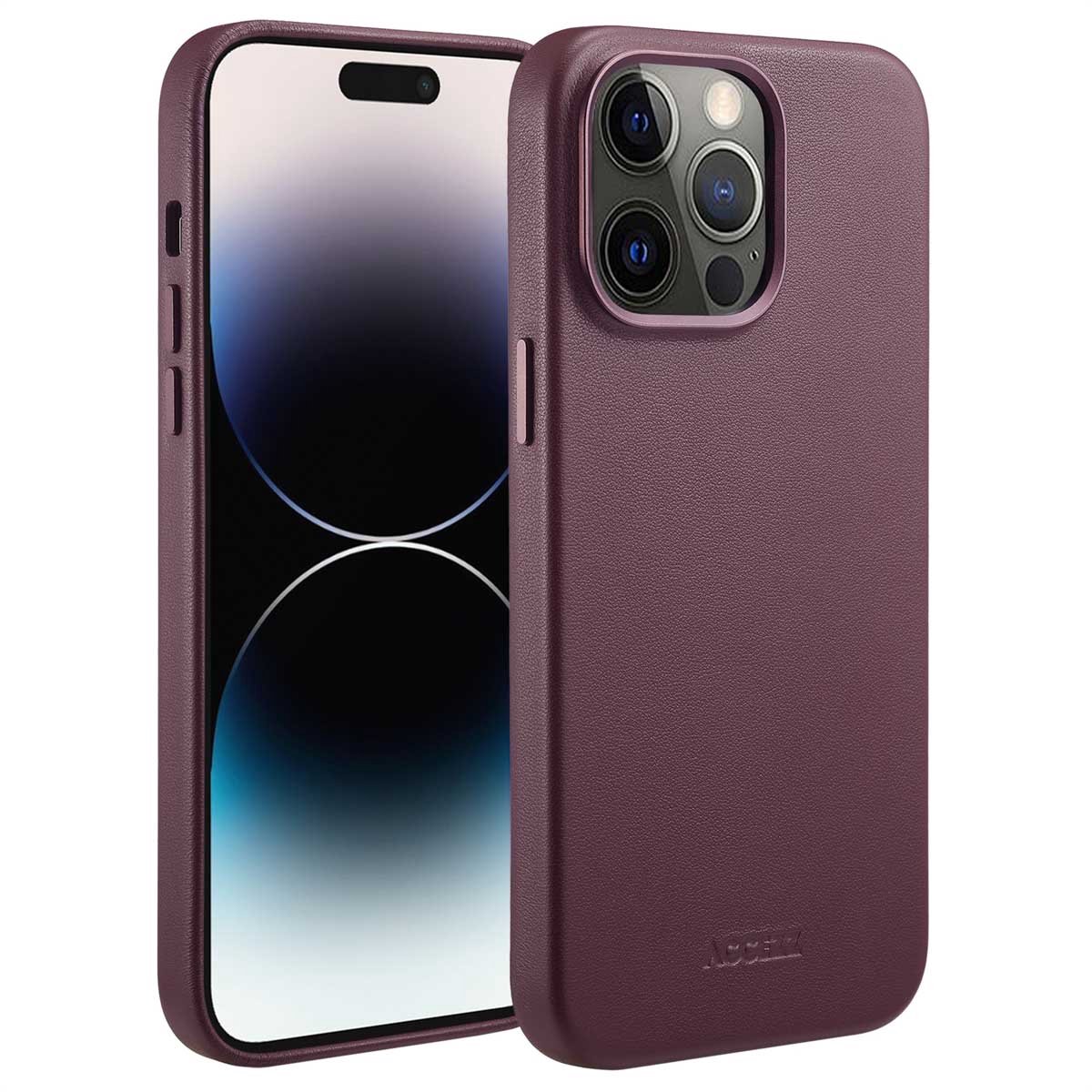 Accezz Hoesje Geschikt voor iPhone 14 Pro Max Hoesje - Accezz Geschikt voor MagSafe Leather Backcover - Paars