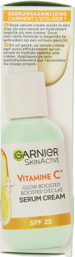 Garnier SkinActive - Glow Booster Serum Cream met Vitamine C* en SPF 25 - 2-in-1 serum & crème - Serum Vitamine C* - Hydrateert & Laat Stralen - 50ml
