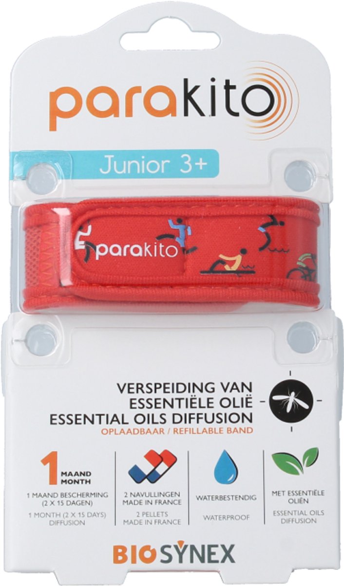 Para'kito - Anti-Muggen Armband Kinderen - Sport - Navulbaar en Waterbestendig - Natuurlijke Bescherming met Essentiële Oliën - Inclusief 2 Navullingen