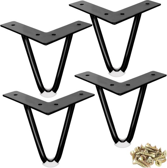 Set Van 4 Tafelpoten Haarspeldpoten 710mm Hoog 110x110mm Montageplaat Koolstofstaal Gepoedercoate Haarspeldpoten 227kg Draagvermogen Ideaal Voor Keukentafels Woonkamer Consoles Studiotafels P 010957900844