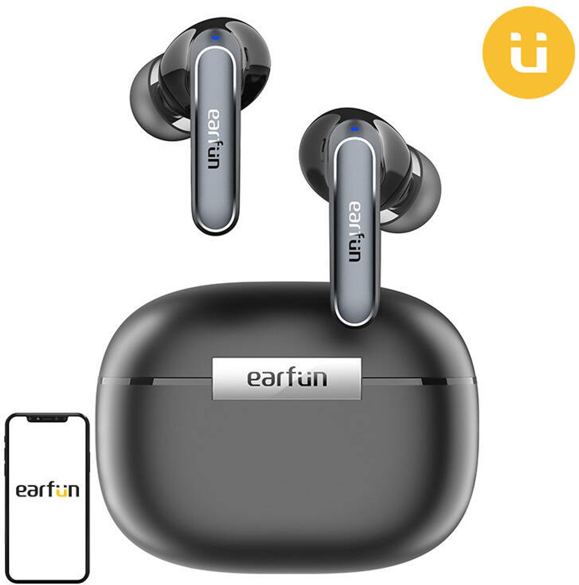 Earfun Air 2 - draadloze oordopjes - Hi-res audio - LDAC-decodering - Bluetooth 5.3 - 10 mm wollen composiet dynamische drivers - 4 microfoons - 40 uur speeltijd - IPX7 waterdicht met SweatShield™-technologie - Gamemodus