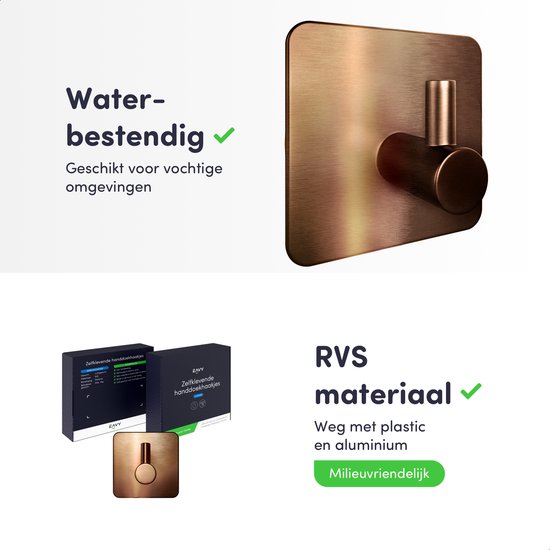 EAVY Handdoekhaakjes Zelfklevend - 4 stuks RVS Handdoekhouders - Sterke Plakstrip – Zelfklevende Haakjes – Wandhaak – Plakhaakjes – Zwart