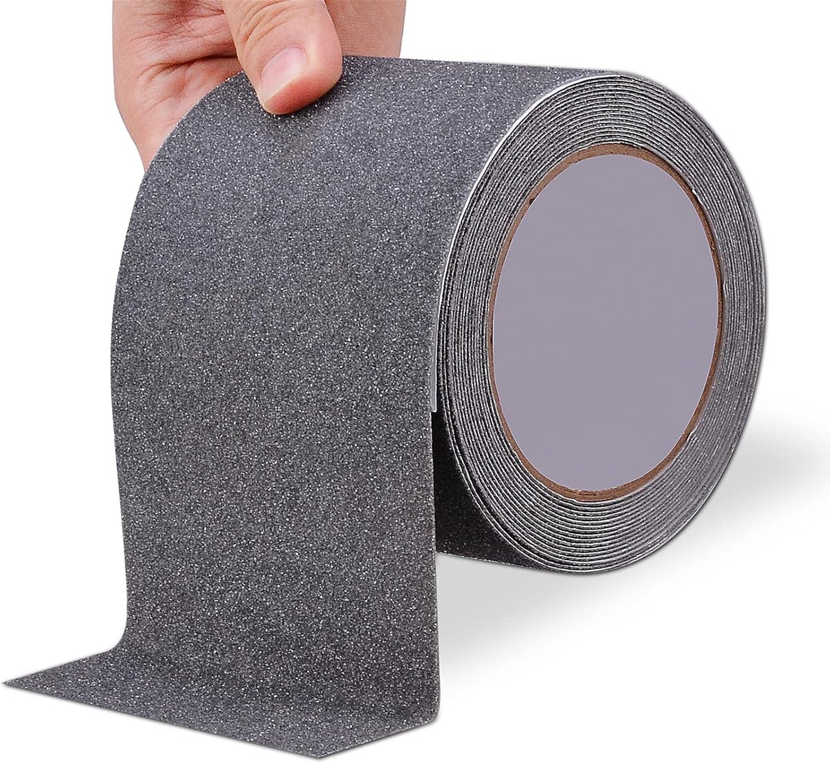 PVC antisliptape - Zwaar, waterdicht en slijtvast - 10 cm x 9,1 m - Binnen en buiten - Trappen/badkamers - Hoge kleefkracht en laat geen strepen achter - Matte antislipstrip - Grijs