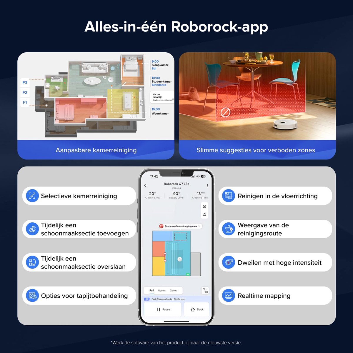 Roborock Q7 BF+ - Robotstofzuiger met dweilfunctie - 8000Pa - Dubbele anti-klit - automatisch wissen - LiDAR-navigatie - verboden zone - Q5 Max+/Q5 Pro/Q7 Max+ upgrade(Q7 L5+) — afbeelding 6