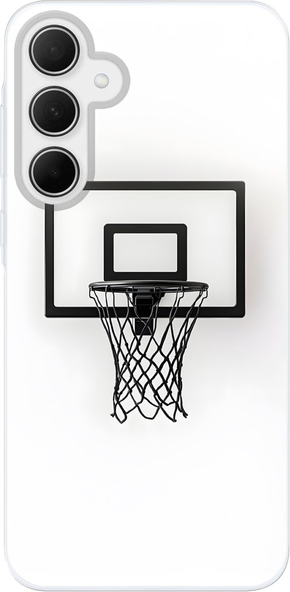 Telefoonhoesje Geschikt voor Samsung Galaxy A36 hoesje - Basketbalbord - Minimalistisch - Zwart - Siliconen Telefoonhoesje Telefoonhoesje