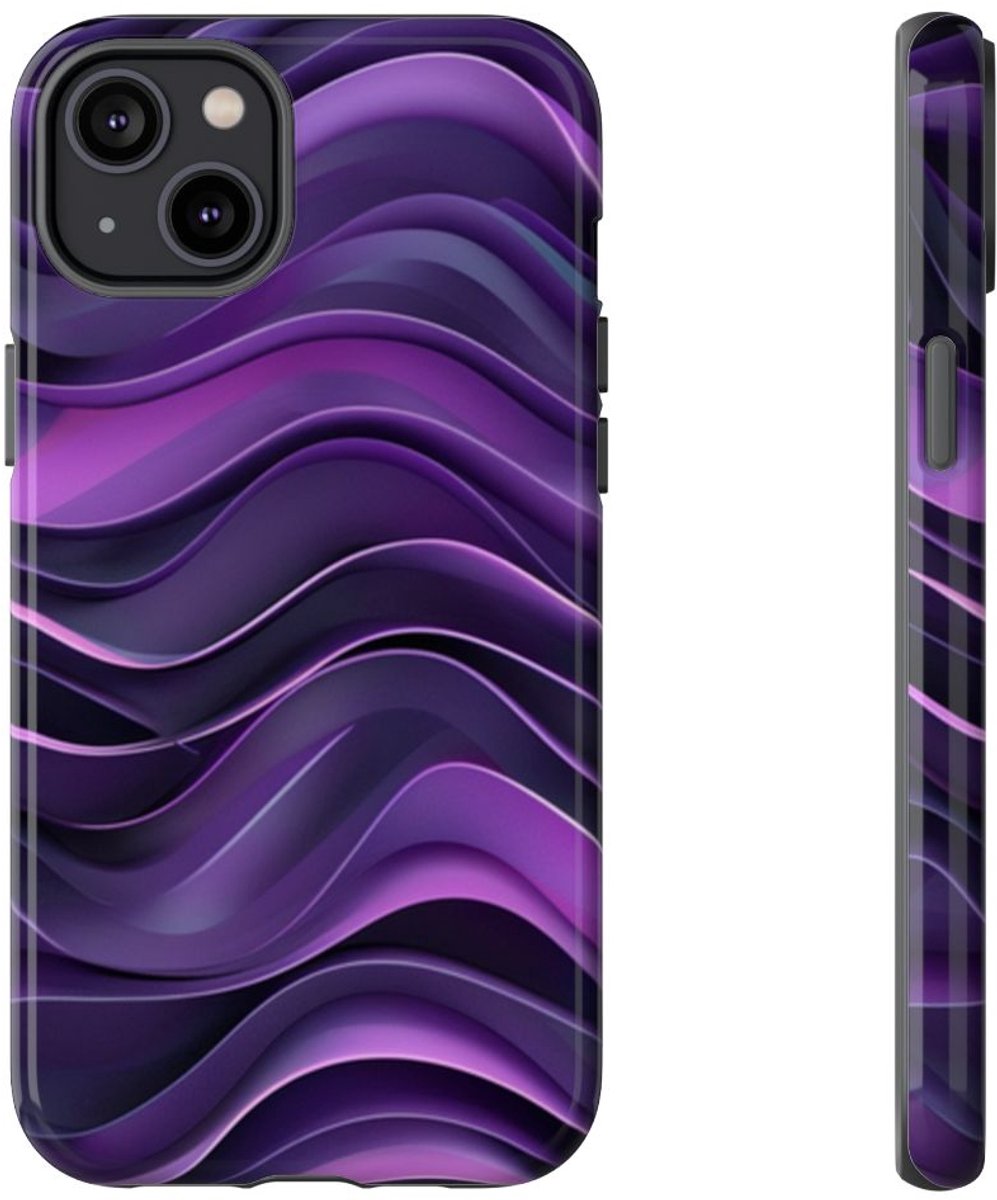 Paars Golvend Patroon – Telefoonhoesje Geschikt voor iPhone 14 Plus