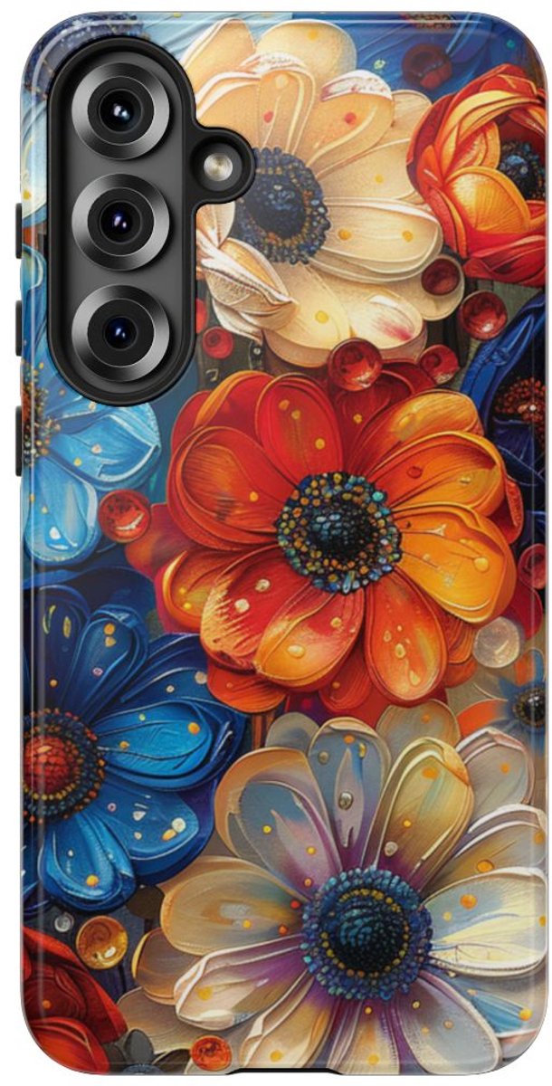 Levendig Abstract Bloemenpatroon – Telefoonhoesje Geschikt voor Samsung Galaxy S25 Plus